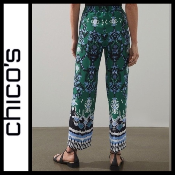 NWOT Chico's Ikat Print Wide Leg Pants - Picture 3 of 9